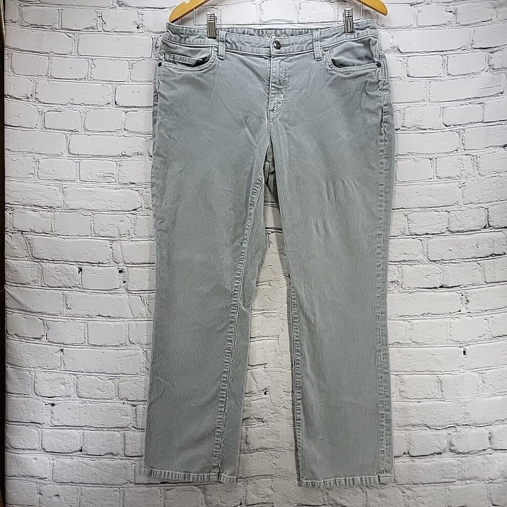 Lands End Corduroy Pants Womens Size 14 Gray Mid-Rise Straight Leg Flaw
